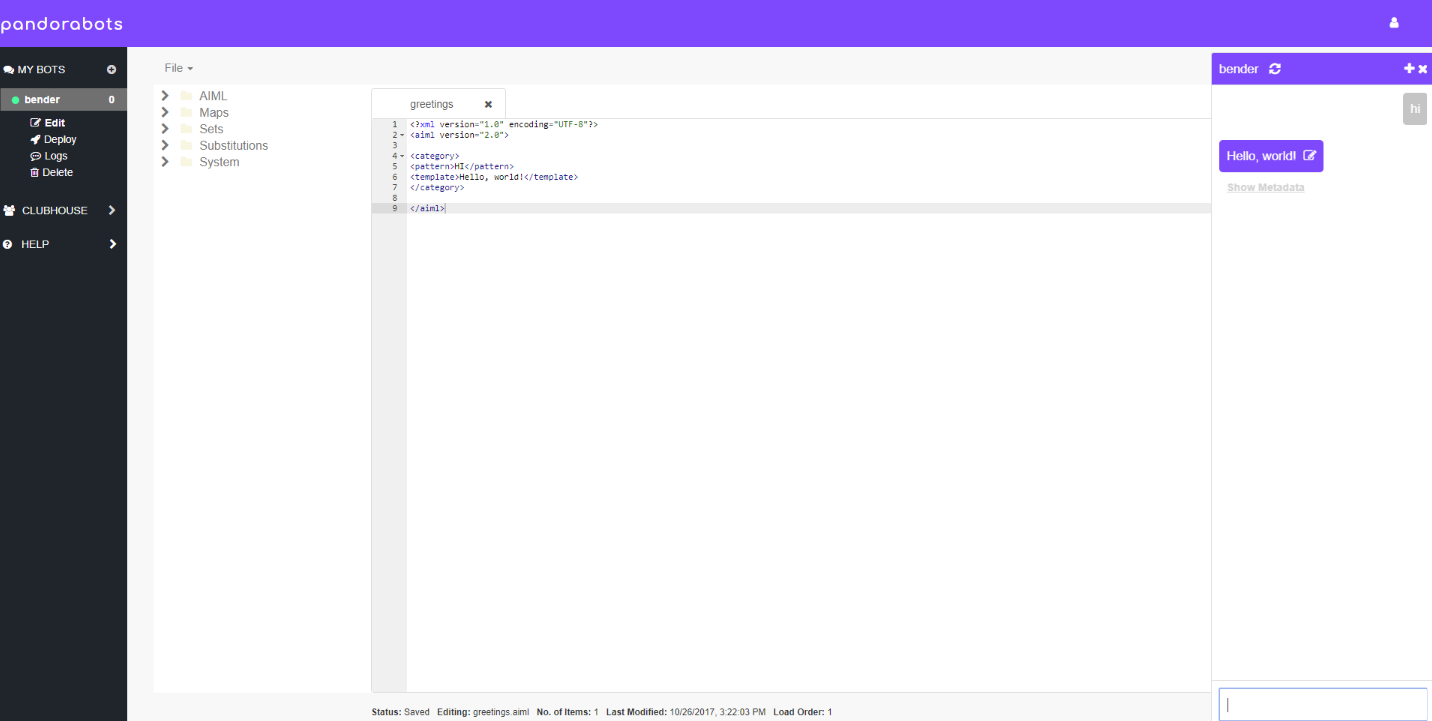 adding a new file on pandorabots